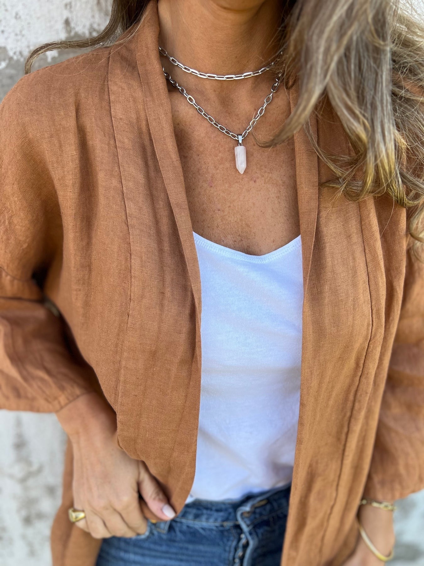 Kardigan lniany z falbanami