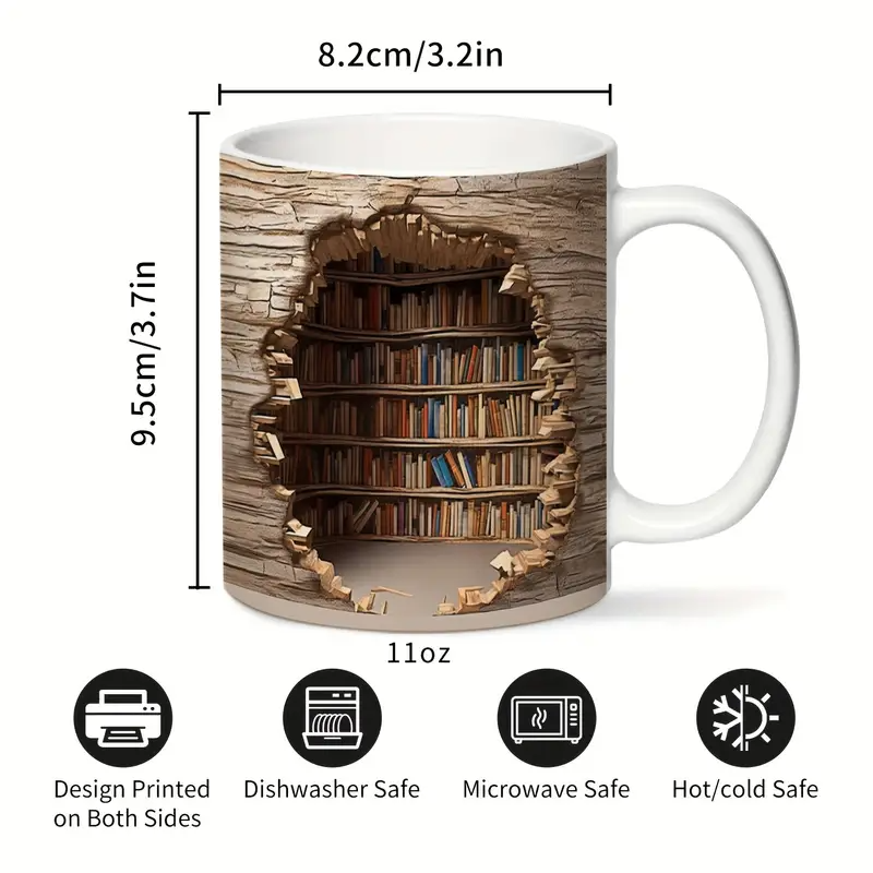 Amalia | Tasse magique à changement de chaleur avec motif de bibliothèque