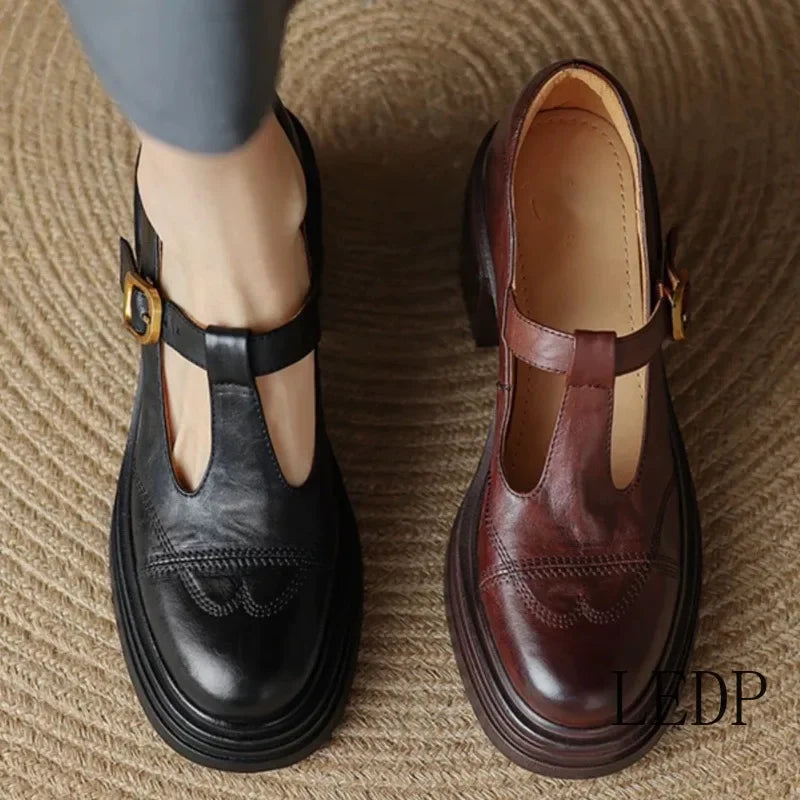 Greta® | Skórzane buty Mary Jane ortopedyczne z wegańskiej skóry