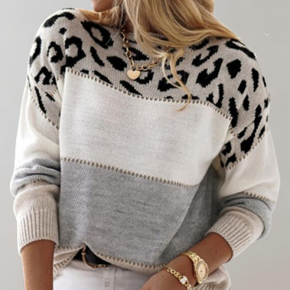 Cheyenne | Sweter casualowy z motywem leopardzim