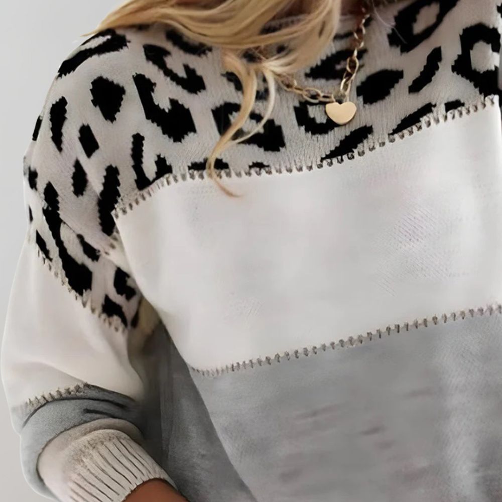 Cheyenne | Sweter casualowy z motywem leopardzim