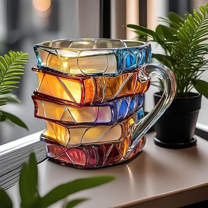Tasse artisanale avec motif de livre