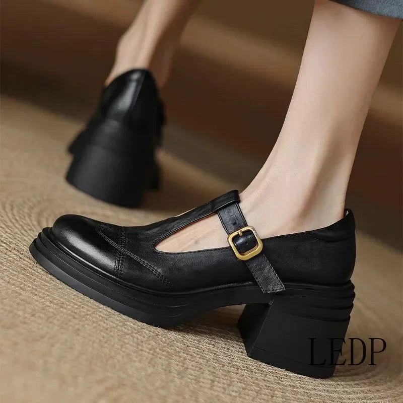 Greta® | Skórzane buty Mary Jane ortopedyczne z wegańskiej skóry