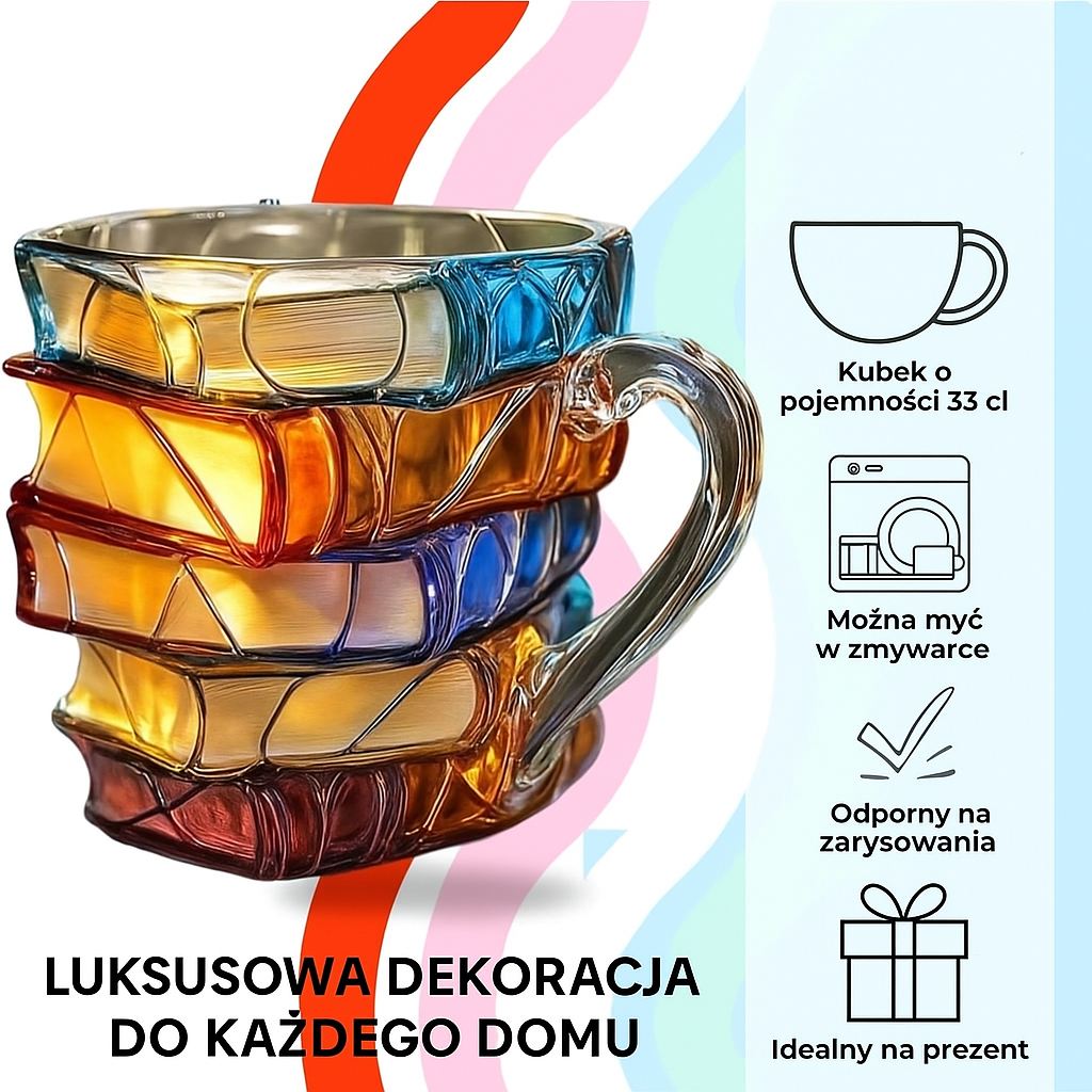 Tasse artisanale avec motif de livre